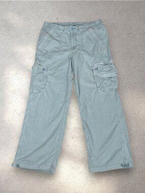 American Eagle Baggy Cargo Joggers Women’s 14 Reg Pale Blue Skater Straight Leg